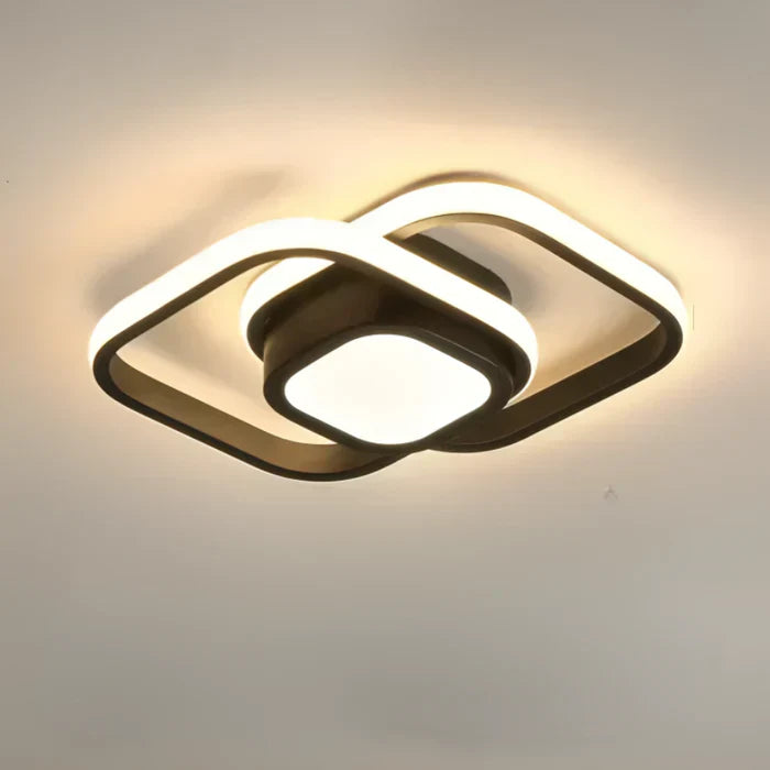 "Moderne energiezuinige LED plafondlamp, 24 cm, dubbele ring, aluminium en acryl, eigentijdse elegante uitstraling."