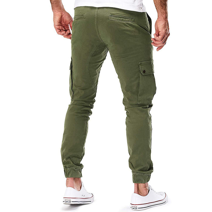 "Moderne heren cargo broek met elastische taille, praktische zakken en ademend materiaal voor stijl en comfort."