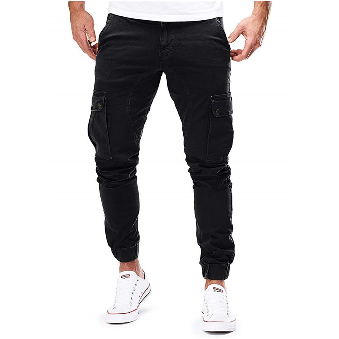 "Moderne heren cargo broek met elastische taille, praktische zakken en ademend materiaal voor stijl en comfort."