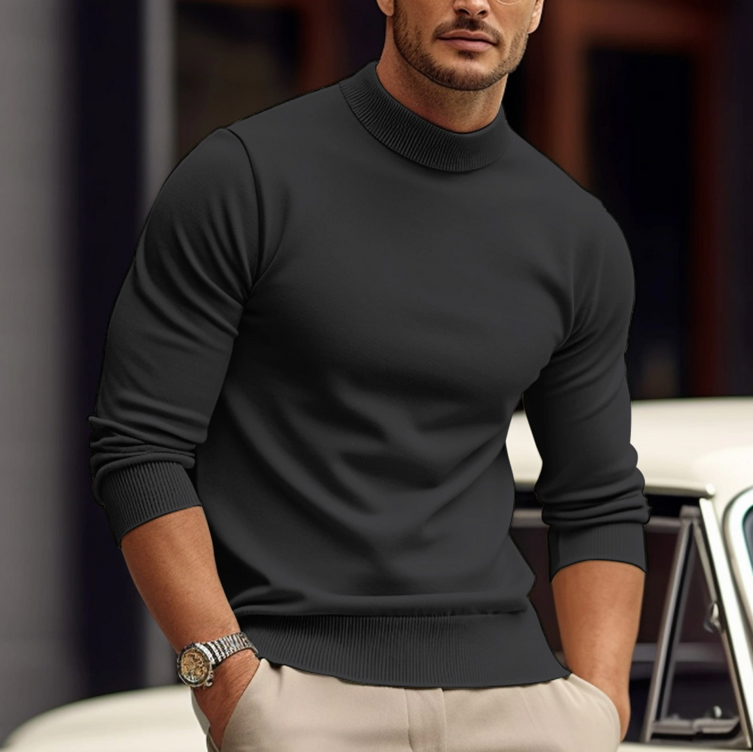 "Moderne heren sweater, comfortabele pasvorm in katoenmix, verkrijgbaar in groen, blauw, wit en donkergrijs."