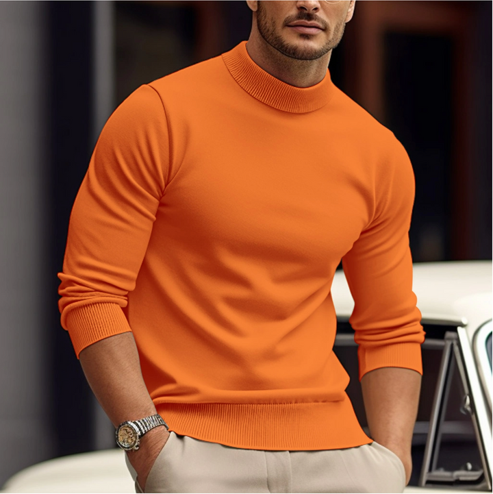 "Moderne heren sweater, comfortabele pasvorm in katoenmix, verkrijgbaar in groen, blauw, wit en donkergrijs."
