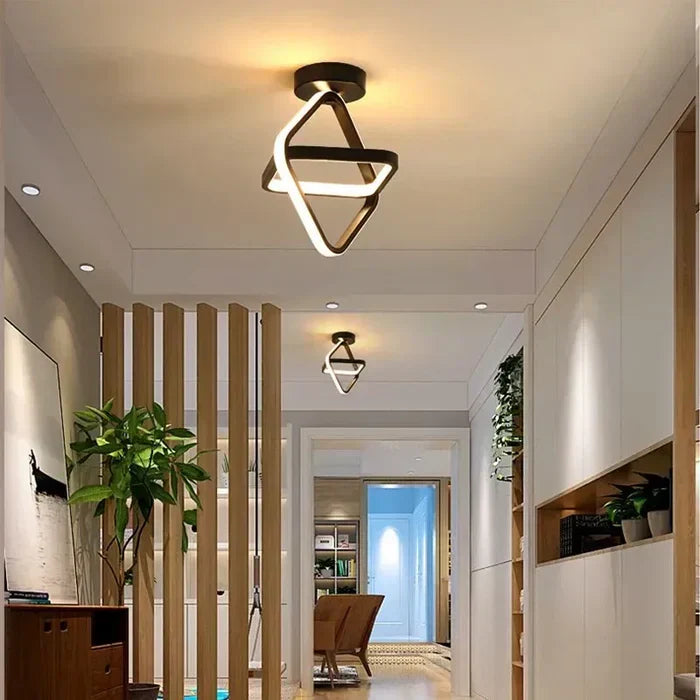 Energiezuinige LED plafondlamp, eigentijds dubbel ring design, ideaal voor interieur.