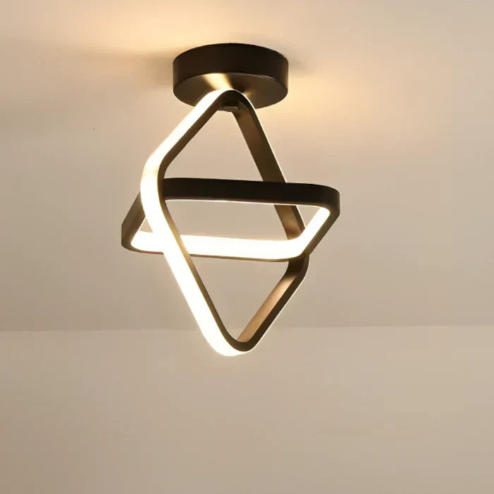 Dubbel ring design LED plafondlamp, creëert een moderne sfeer in huis.