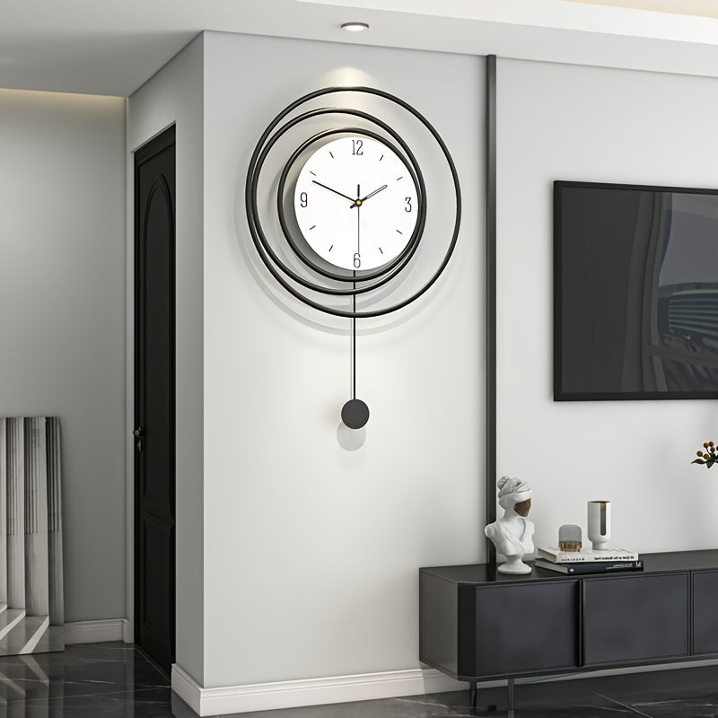 Moderne minimalistische metalen wandklok, strakke vorm met stille werking, ideaal voor moderne interieurs, 72x45 cm.