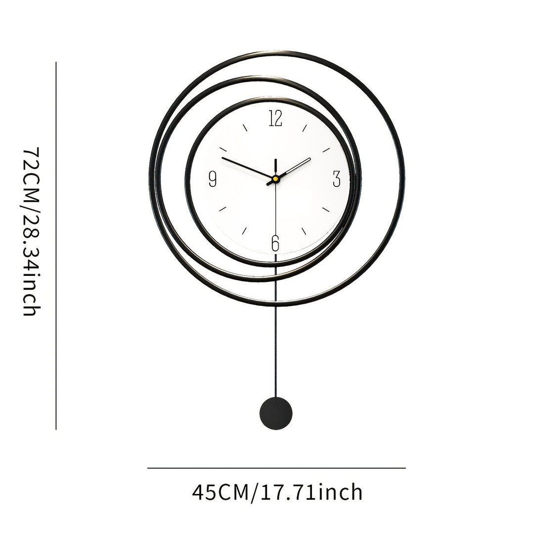 Moderne minimalistische metalen wandklok, strakke vorm met stille werking, ideaal voor moderne interieurs, 72x45 cm.