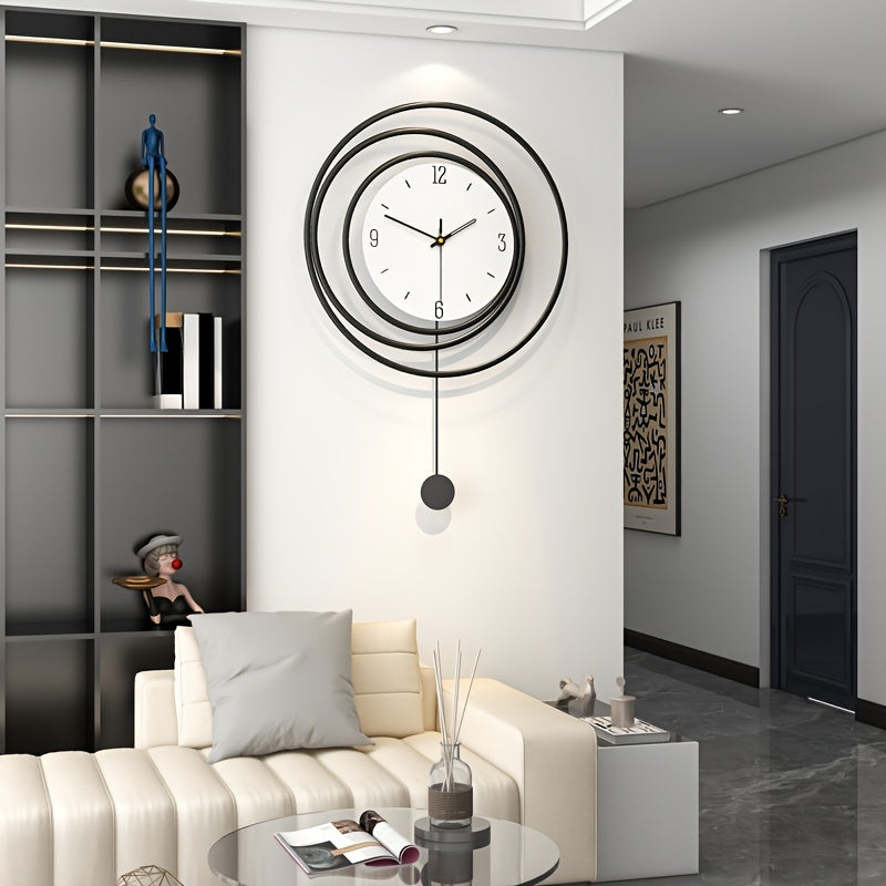 Moderne minimalistische metalen wandklok, strakke vorm met stille werking, ideaal voor moderne interieurs, 72x45 cm.