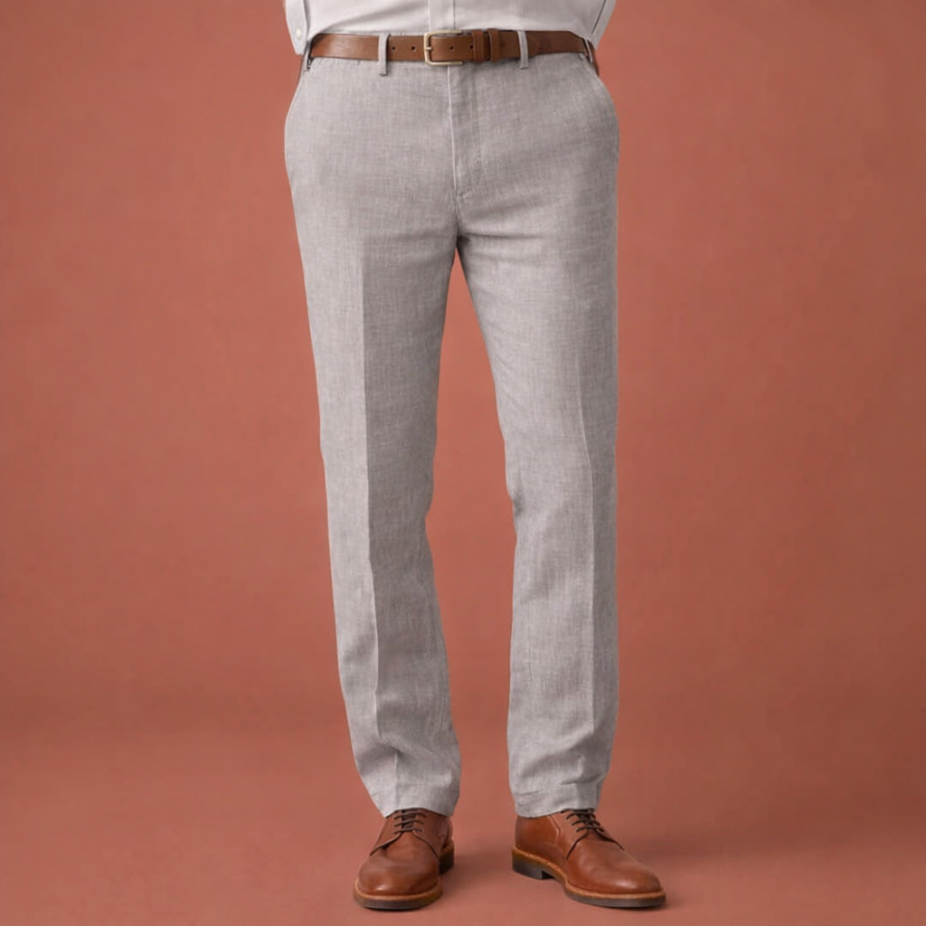 Moderne slim fit herenbroek met ritssluiting, ideaal voor een stijlvolle casual of nette look.