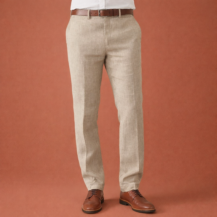 Stijlvolle herenbroek slim fit met ritssluiting, perfect voor lente, zomer en herfst.