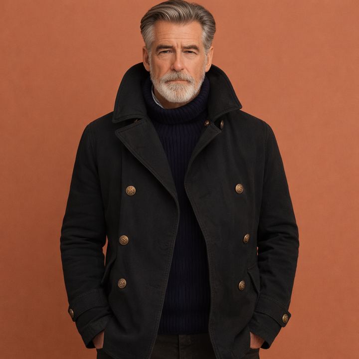 Stijlvolle heren winterjas met knoopsluiting, ideaal voor een warme en nette look in de winter, ook in zwart.