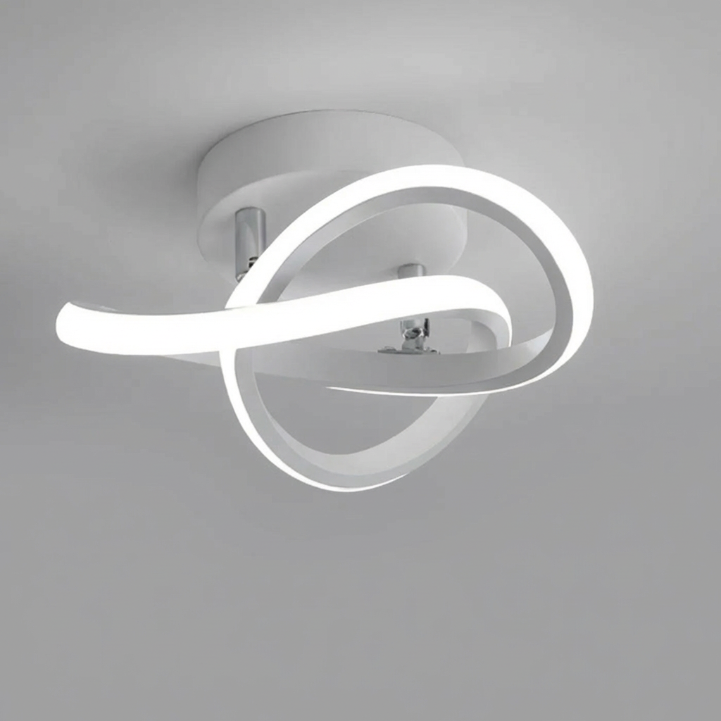 LED plafondlamp in moderne stijl, strak ontwerp met twee over elkaar liggende ringen, geschikt voor elke kamer