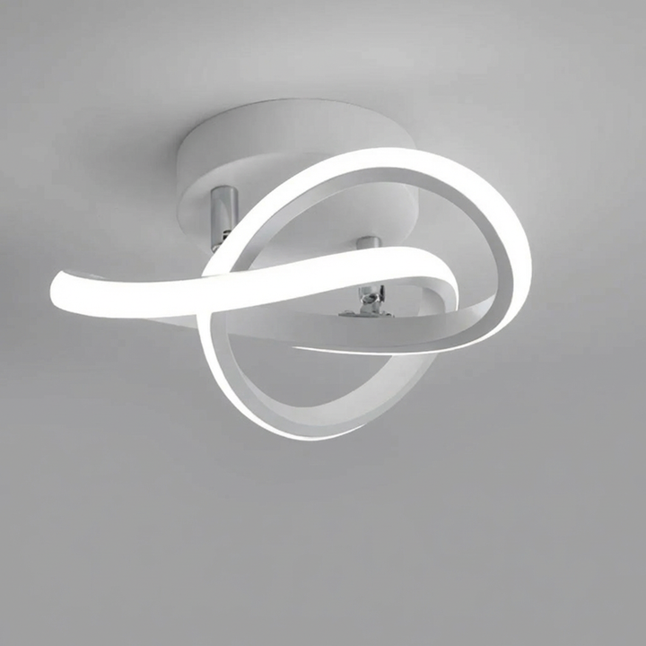 LED plafondlamp in moderne stijl, strak ontwerp met twee over elkaar liggende ringen, geschikt voor elke kamer