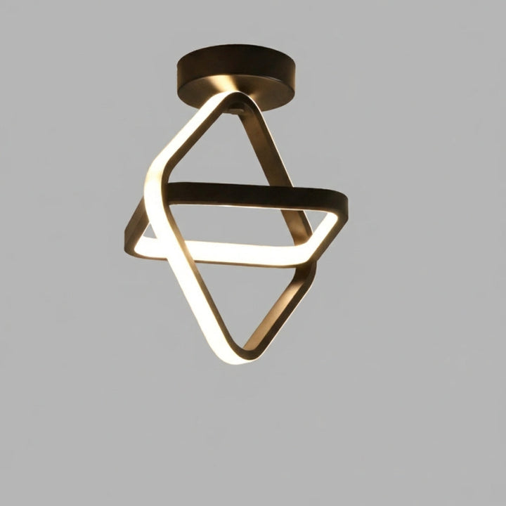 Stijlvolle LED plafondlamp met twee in elkaar grijpende ringen, modern design voor een sfeervol interieur