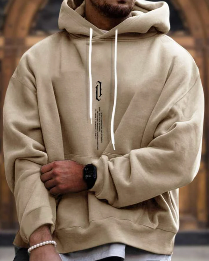 Stijlvolle heren hoodie met capuchon in effen kleur, een essentieel en veelzijdig kledingstuk.