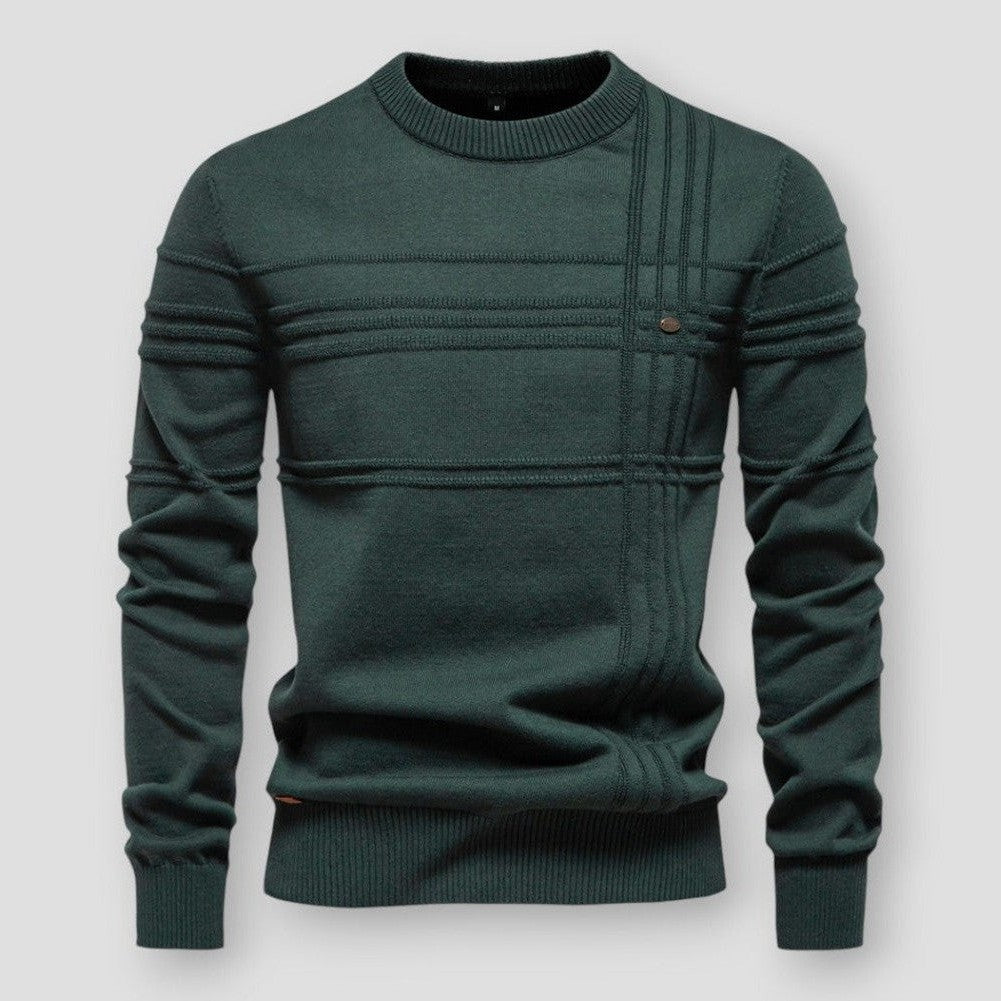 Klassieke heren trui met ronde hals en een perfecte pasvorm, comfortabel en modieus voor de moderne man.