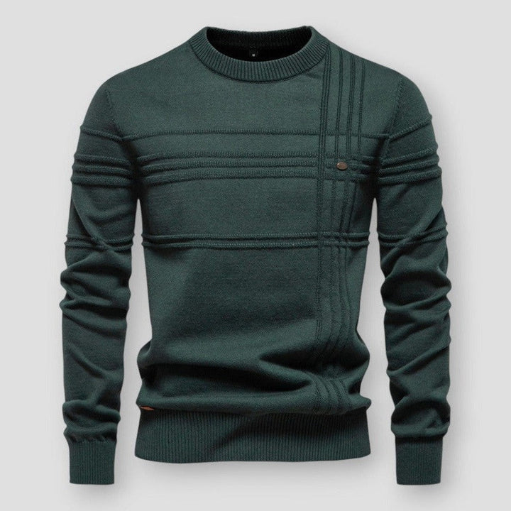 Klassieke heren trui met ronde hals en een perfecte pasvorm, comfortabel en modieus voor de moderne man.