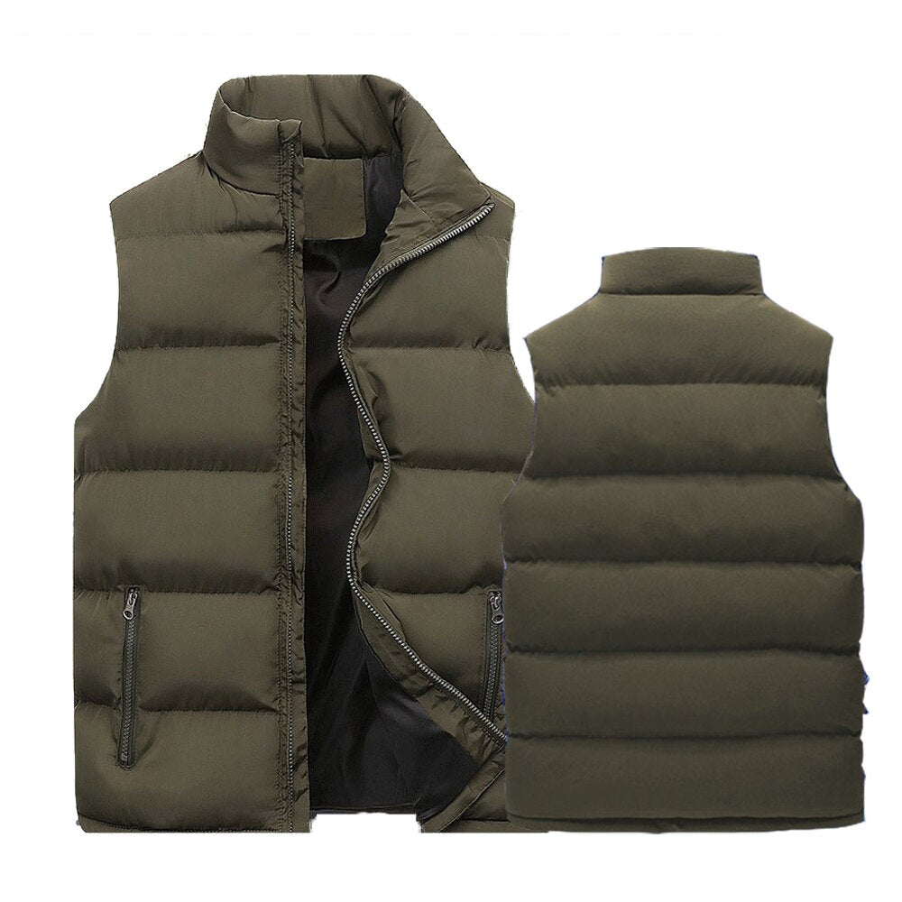 Veelzijdige heren gewatteerde bodywarmer met opstaande kraag. Ideaal als warm vest voor diverse seizoenen.