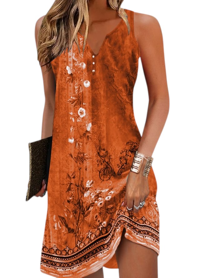 Stijlvolle mouwloze minijurk met trendy grafische print, een veelzijdige dames zomerjurk.