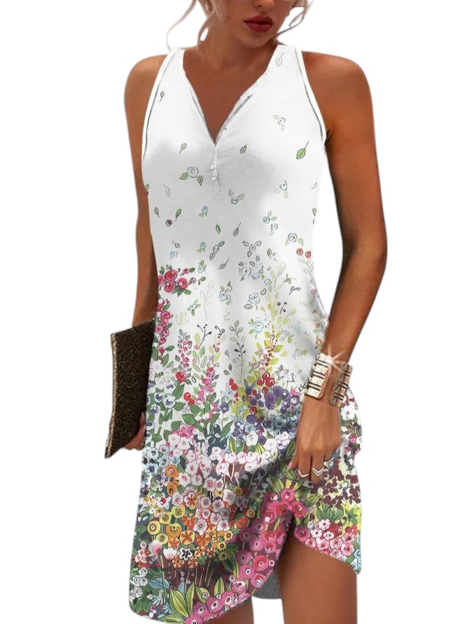 Levendige printjurk voor dames, mouwloos en in minilengte, perfect voor de zomer.