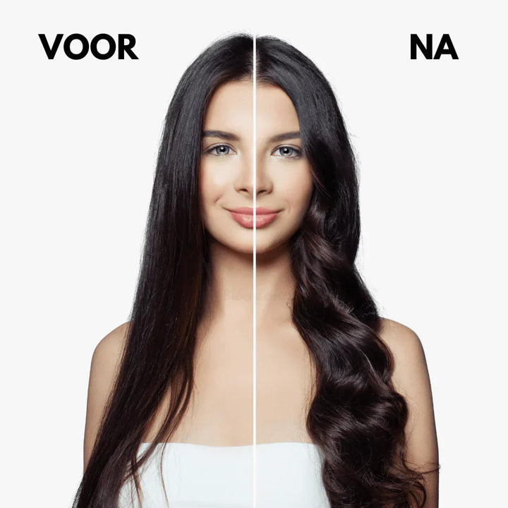 "Multifunctionele 5 in 1 haarstyler met Coanda technologie, ideaal voor krullen, gladmaken en volume, in roze zilver."