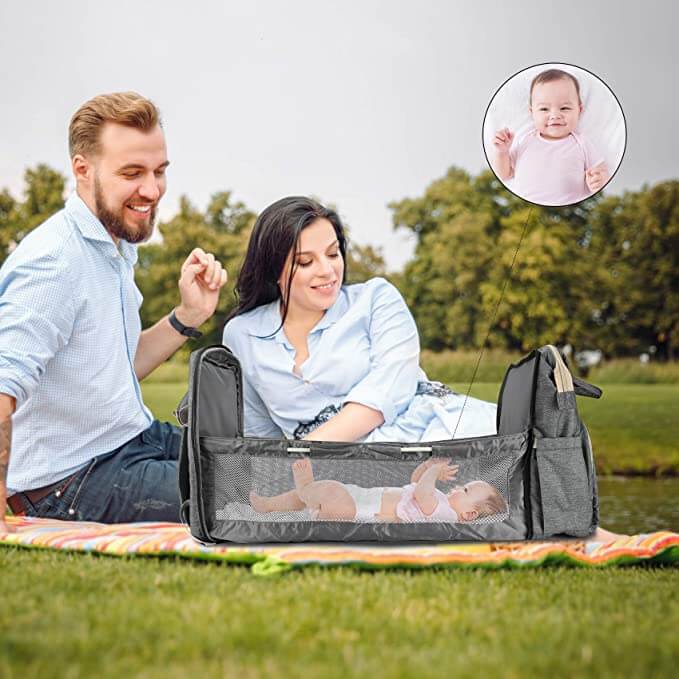 Complete baby organizer; ruime rugzak met opbergvakken, ideaal voor uitstapjes en reizen.