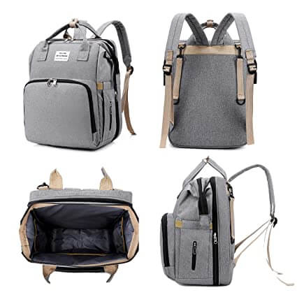 Compacte, opvouwbare luiertas rugzak transformeert eenvoudig in een comfortabel babybedje.