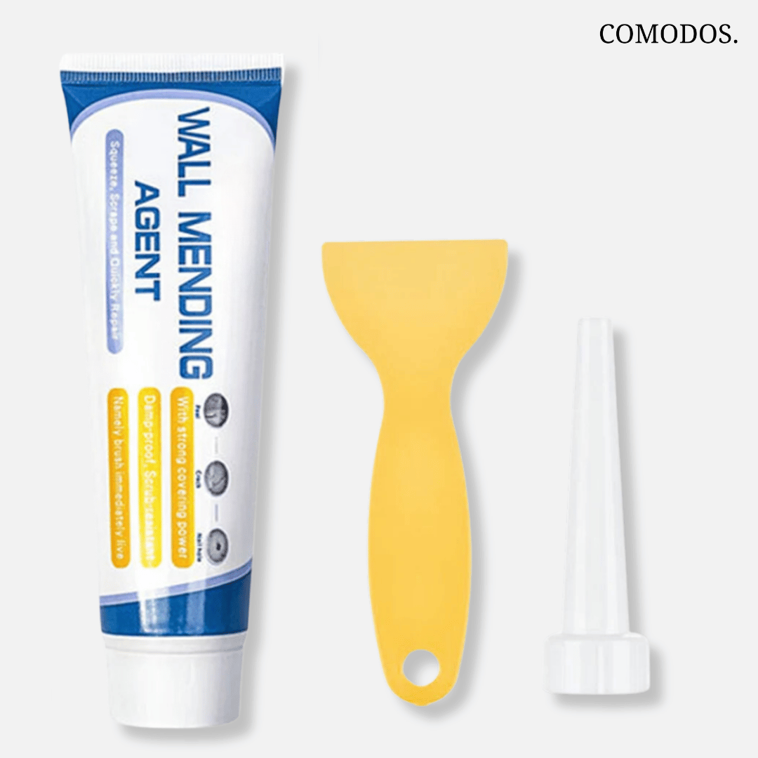 Muurreparatiecrème met applicator tube, ideaal voor doe-het-zelf woningverbetering en duurzaam muuronderhoud.