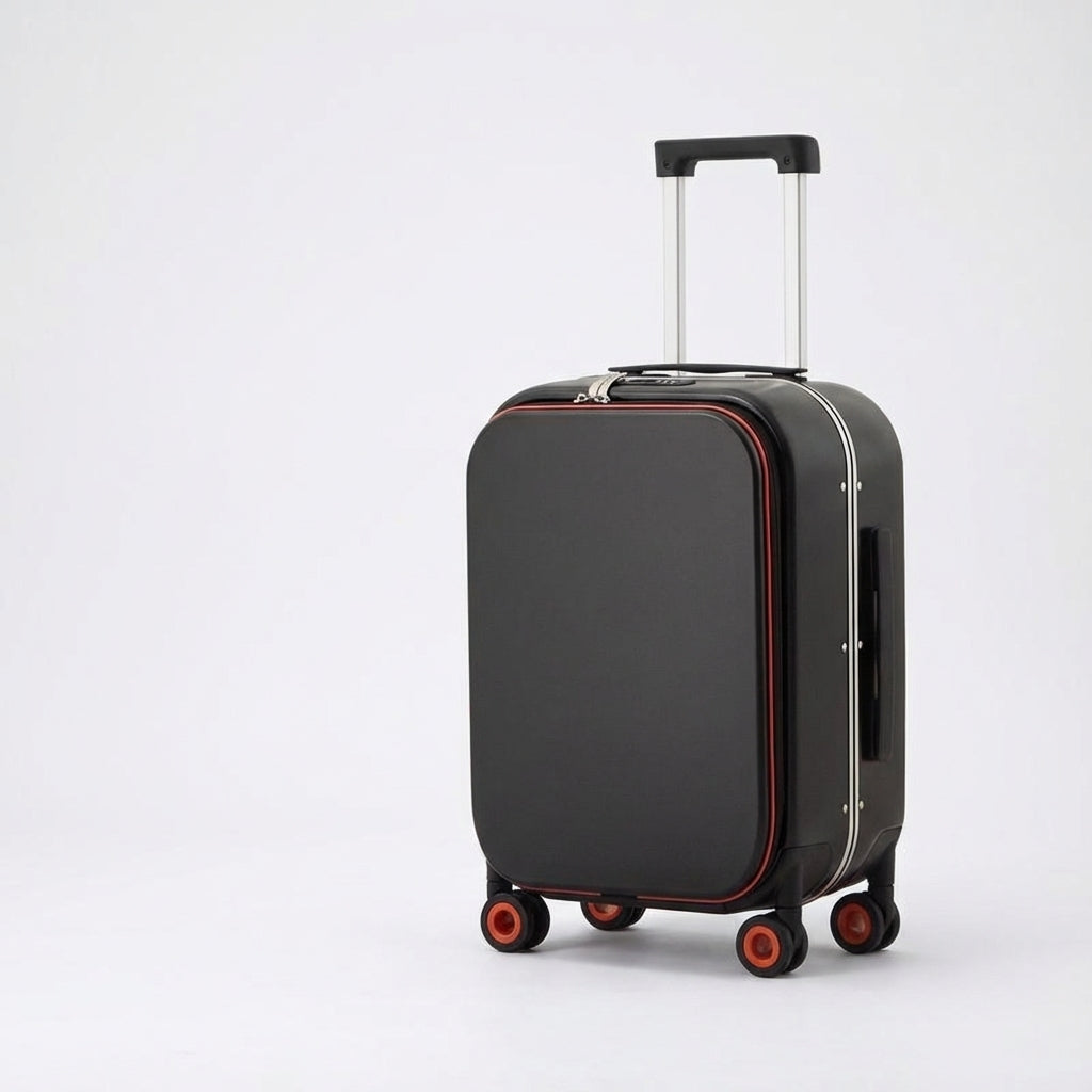 Stijlvolle Navisphere spinner koffer met stille 360 graden wielen, handbagage formaat en ruimte voor laptop.