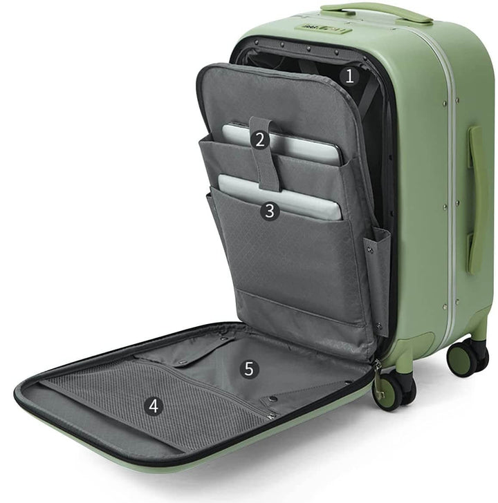 Moderne Navisphere spinner koffer met speciaal laptopvak en stille wielen, ideaal voor zakenreizen.