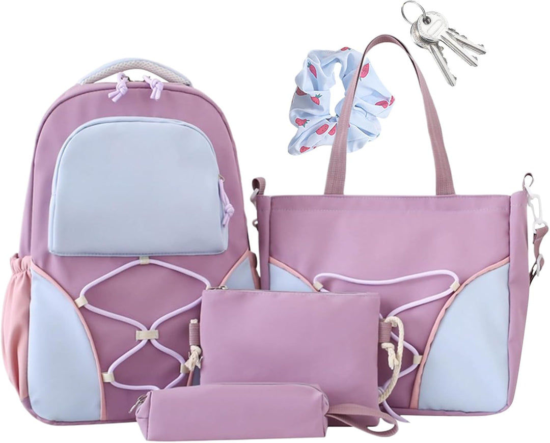 Veelzijdige Nivora schooltas set: rugzak, schoudertas & etui voor school, studie & dagelijks gebruik.