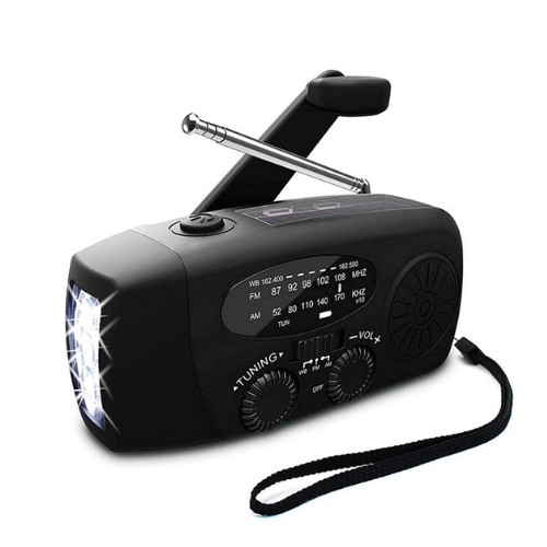 Noodradio met handopwinder, solar en powerbank functie. Ideaal voor noodgevallen en kamperen.