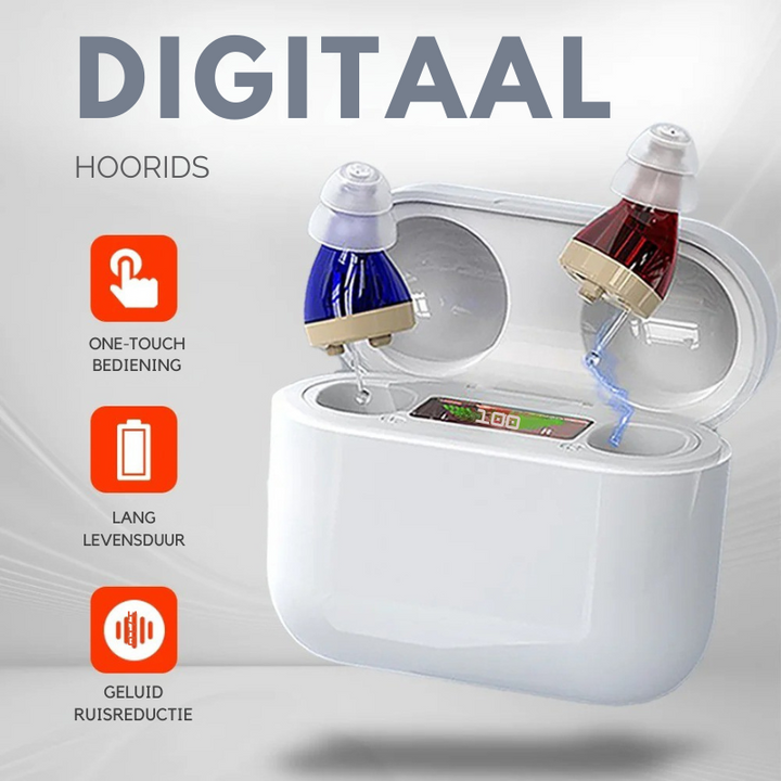 Comfortabel in-ear gehoorhulpmiddel, ontworpen om discreet en effectief te functioneren.