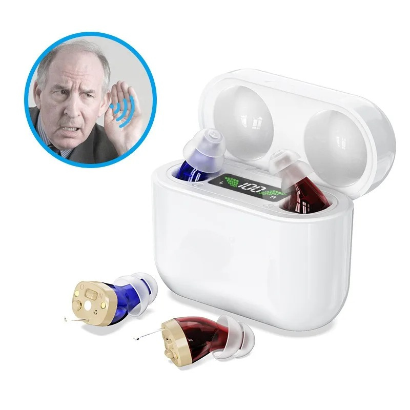 Moderne onzichtbare in-ear hoortoestel technologie, klein en krachtig voor dagelijks gebruik.