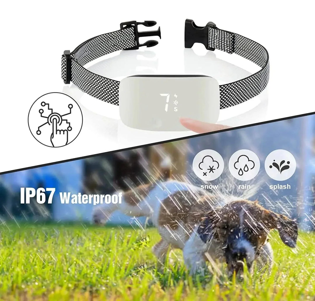 Ergonomische, waterdichte anti-blaf hondenhalsband; essentieel voor huisdieren en effectieve training.