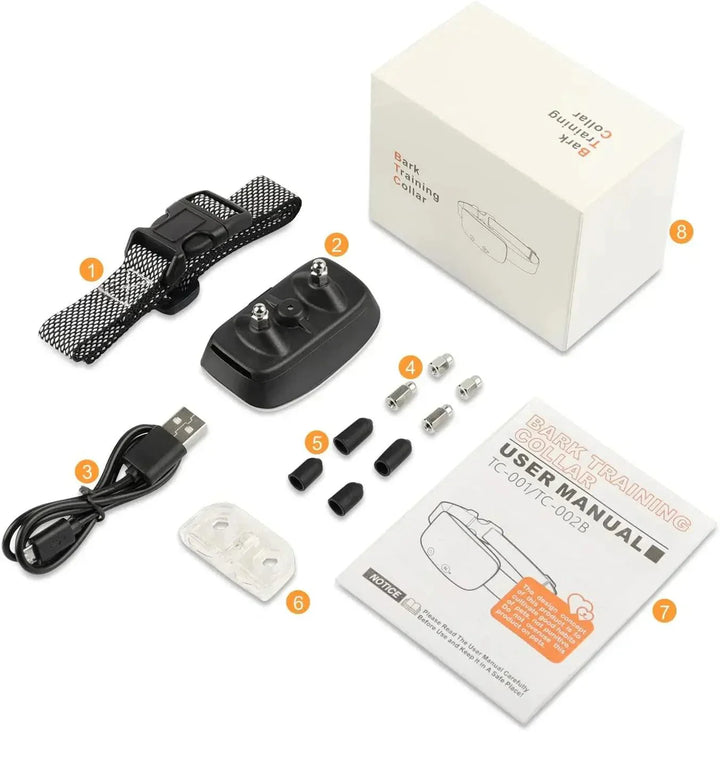 Waterdichte anti-blaf trainingshalsband, perfect voor honden tijdens buitenactiviteiten en hondentraining.