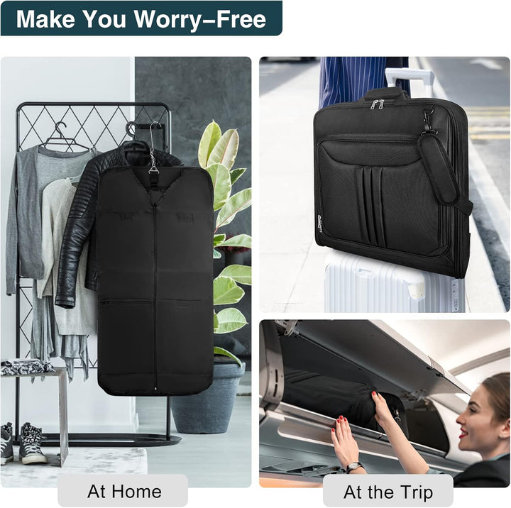 Unisex opvouwbare kledingtas voor handbagage; organiseert pakken, jurken en shirts kreukvrij voor elke reis.