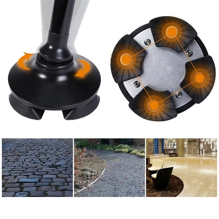 "Opvouwbare wandelstok met LED, compact, lichtgewicht en verstelbaar, met ergonomisch handvat voor extra stabiliteit."