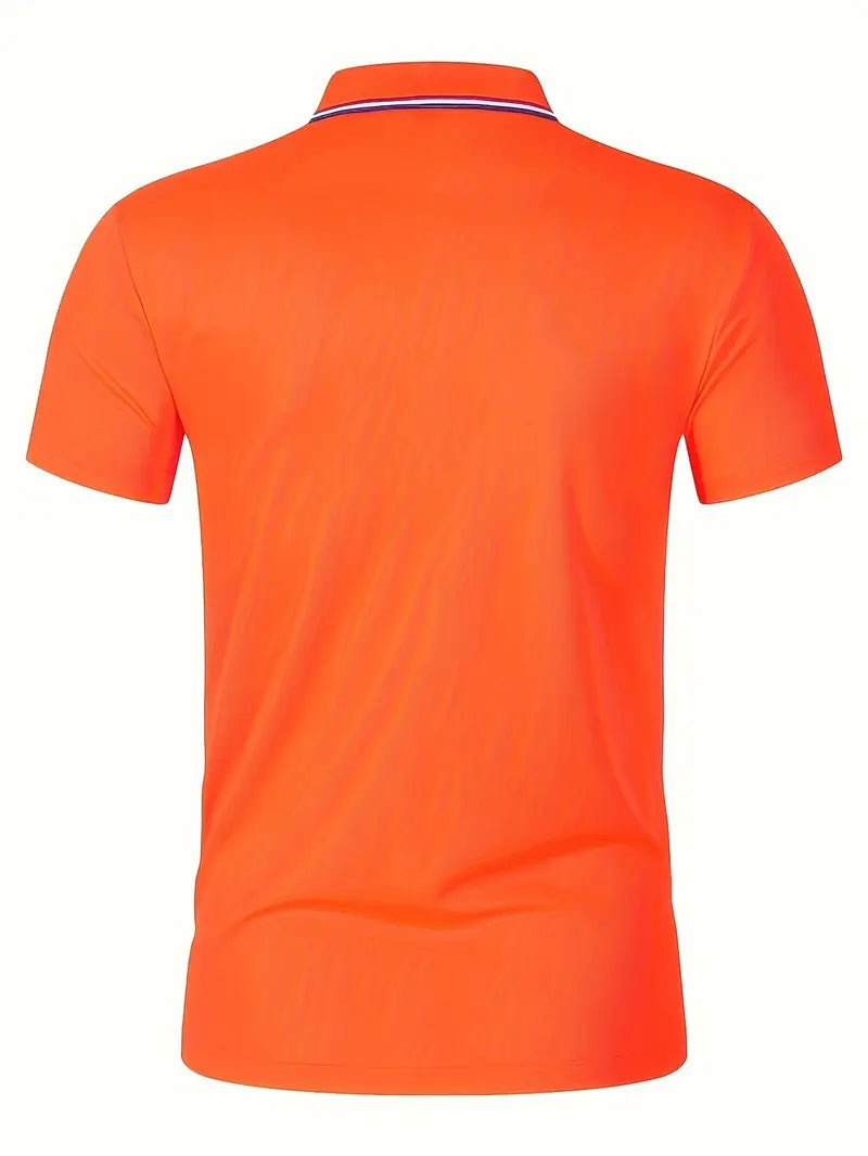 "Oranje herenpolo voor Koningsdag, ademend en sneldrogend, casual stijl"