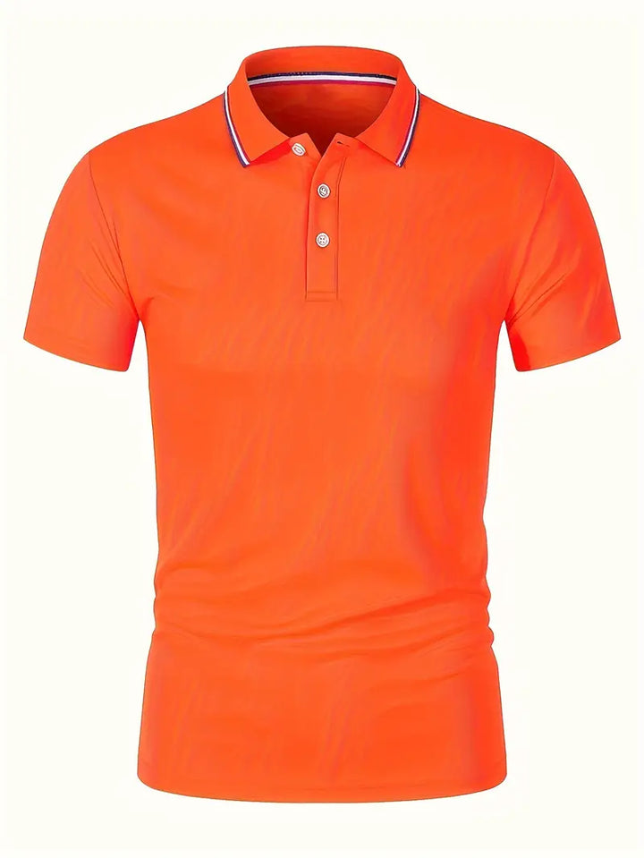 "Oranje herenpolo voor Koningsdag, ademend en sneldrogend, casual stijl"