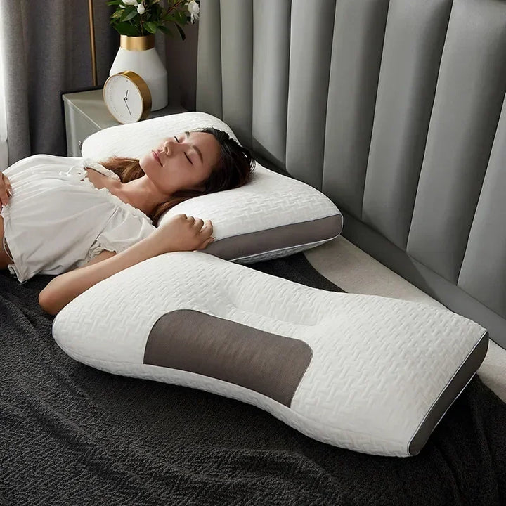 Luxe massagekussen; ergonomisch design voor optimale nekondersteuning en slaapcomfort. Ideaal voor gezond slapen.