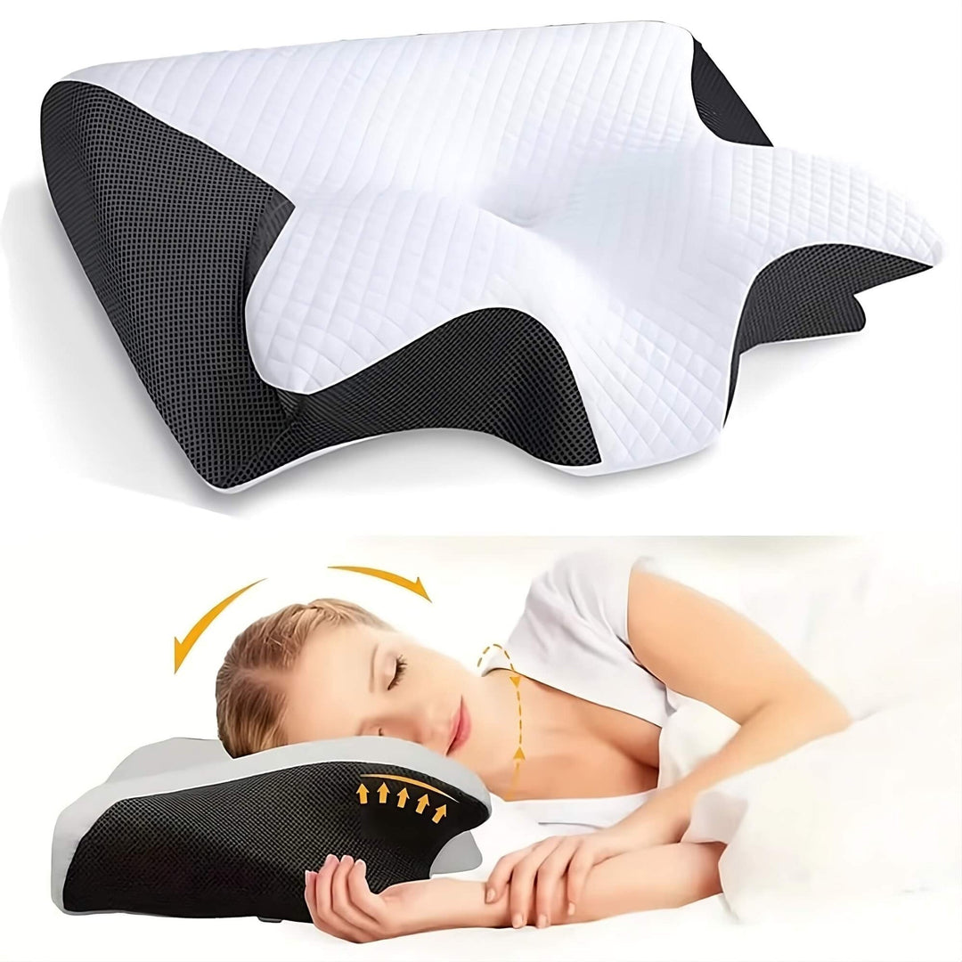Orthopedisch kussen Mayer van traagschuim voor nek- en rugpijnverlichting, ergonomische neksteun voor slaapcomfort.