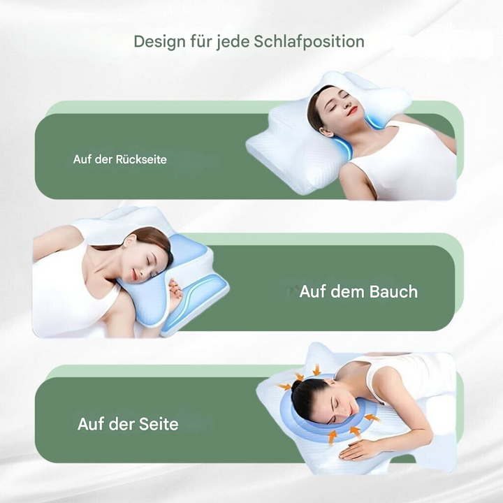 Slaapkamer comfort met Mayer orthopedisch hoofdkussen. Traagschuim neksteun voor nek- en rugpijnverlichting.