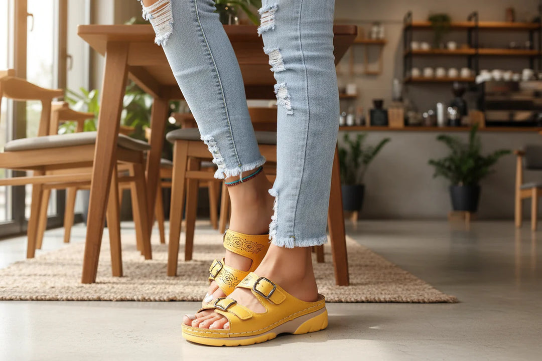 Orthopedische dames sandalen met superieure voetondersteuning, comfortabel en verstelbaar voor elke voet.
