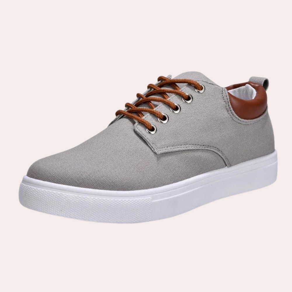 Orthopedische heren sneakers in khaki, zijkant weergave, robuust design, ideaal voor comfort en stijlbewuste mannen.