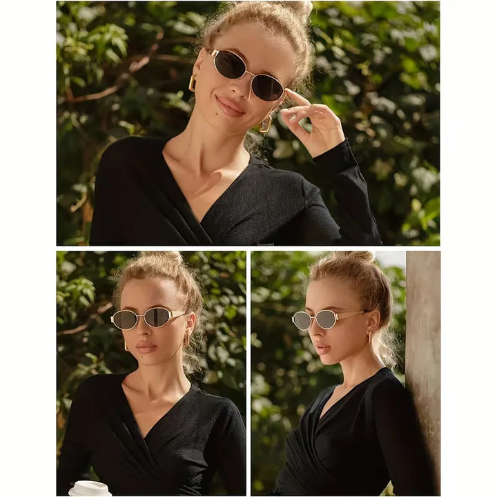 Trendy ovale dames zonnebril, moderne stijl. Een elegant accessoire voor elke outfit, met UV-filter.