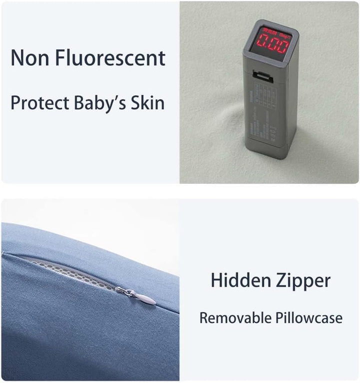 "Pastel baby lounger kussen van zacht katoen, veilige nest voor baby's 0-24 maanden, ademend en ergonomisch ontwerp."