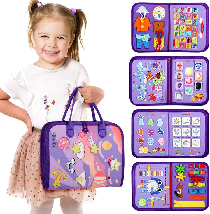 Peuter Drukbord Montessori speelgoed, educatief activiteitenboek voor kinderen, kleurrijk en veelzijdig leren en spelen.