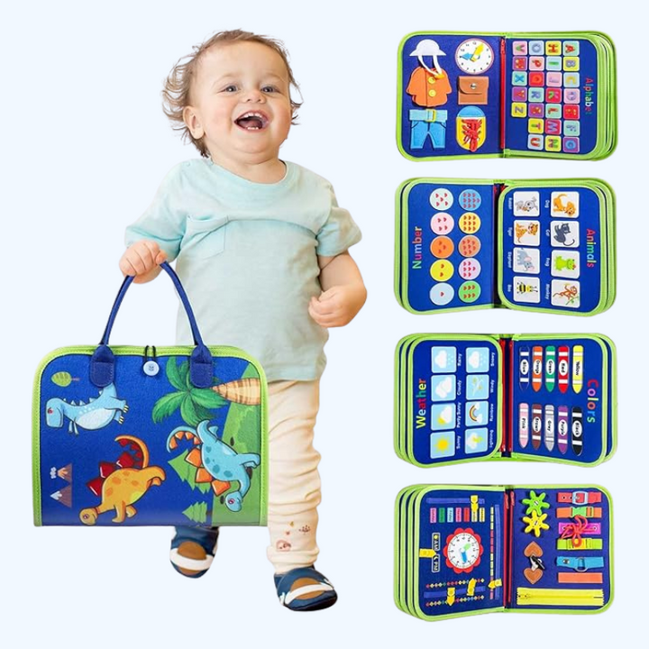 Peuter Drukbord Montessori speelgoed, educatief activiteitenboek voor kinderen, kleurrijk en veelzijdig leren en spelen.