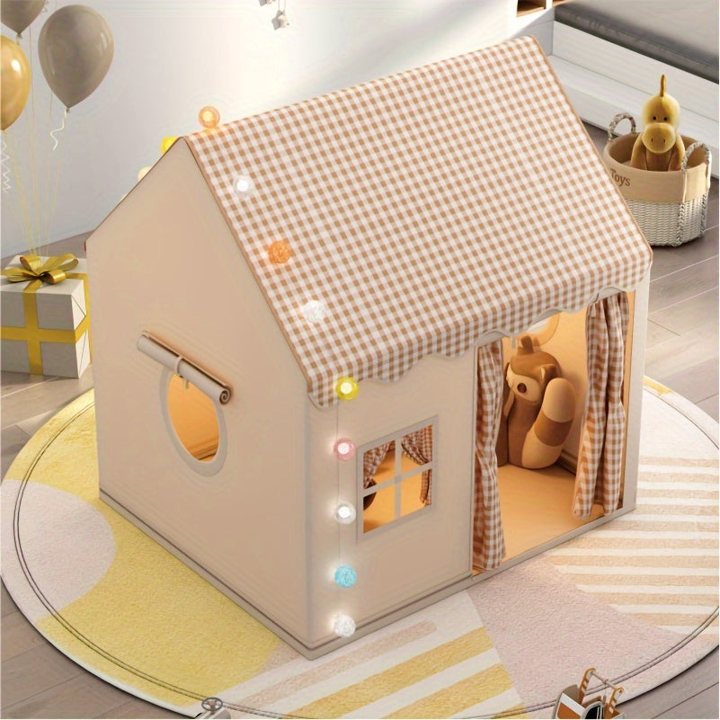 Vrolijk kinderspeelhuis voor binnen, stimuleert creativiteit en fantasie bij kleine avonturiers.