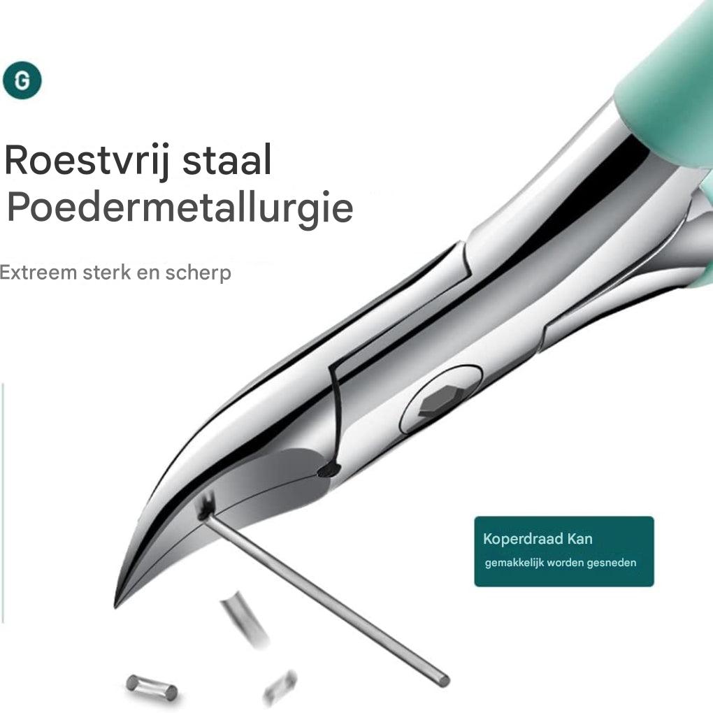 Ergonomische teennagelknipper met comfortabele grip, speciaal ontworpen voor senioren en pedicure thuis.