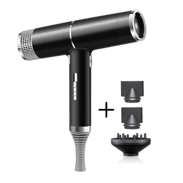 Haardroger met haarbescherming, ionen en warmte-instellingen; voorkomt beschadiging en pluis.